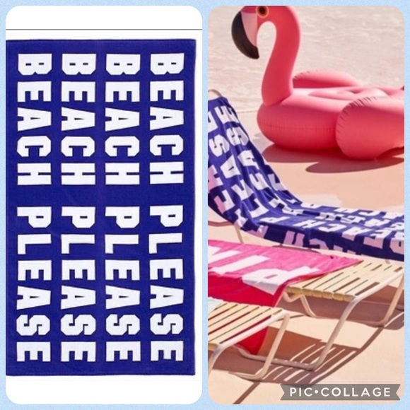 PINK Victoria's Secret Accessories - PINK VS BEACH TOWEL EXTRA LARGE 2016 HOLIDAY COLLECTION BOYFRIEND BLUE